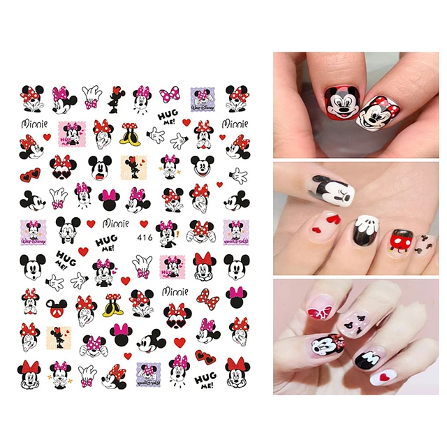 1PCS Disney Cartoon Anime Collection Star Design Nail Sticker Mickey Mouse Donald Duck Lion King Mermaid Stitch Nail Slider WG416