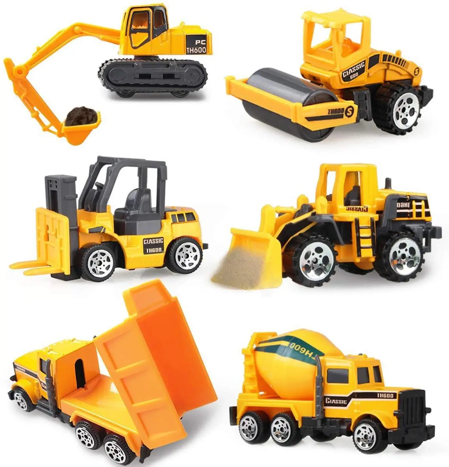6 Styles Mini Alloy Diecast Car Model Engineering Toy Vehicles Dump Truck Forklift Excavator Model Car Mini Gift For Kids Boys