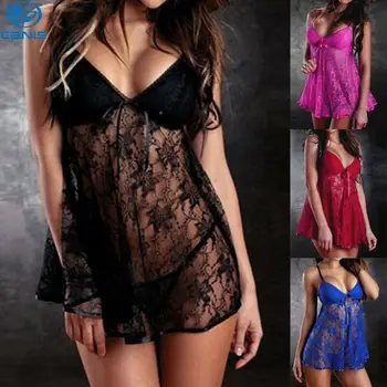 

Women Sexy Lingerie Plus Size Lace G-string Dress Babydoll Sleepwear Nightwear