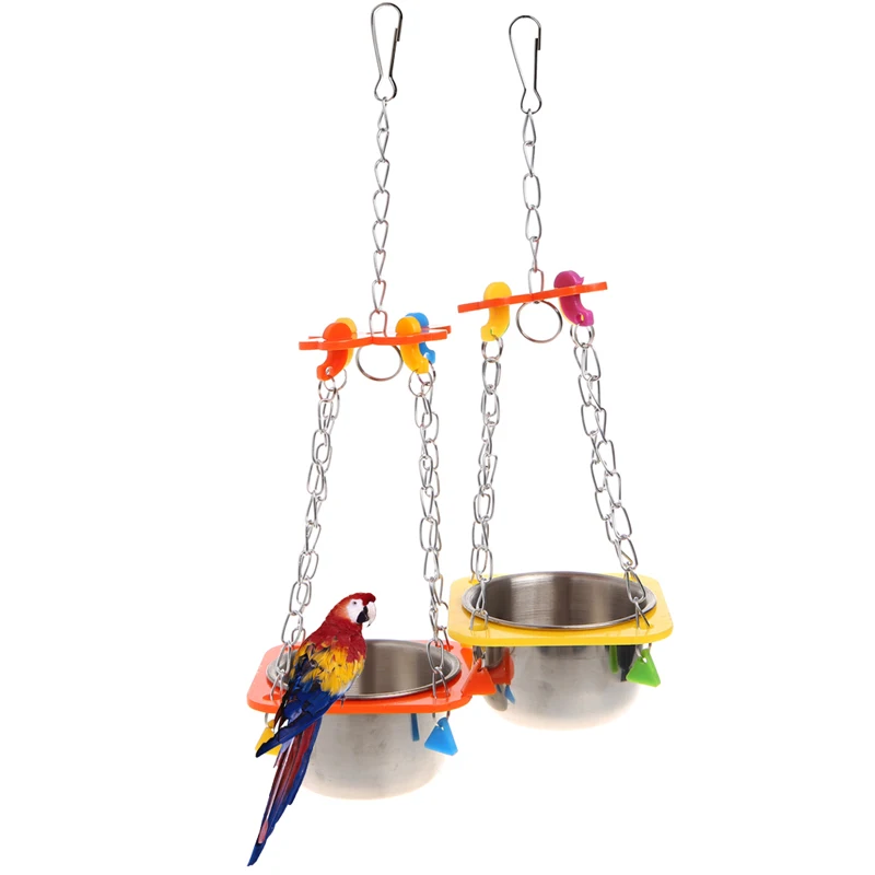 

Birds Parrots Hanging Feed Bowl Swing Cage Toys For Parakeet Cockatiel Cockatoo