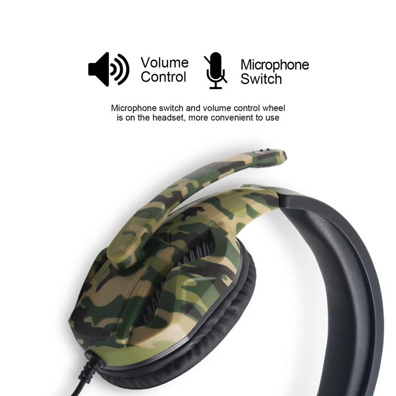 Camouflage PS4 Headset Bass Gaming Headphones Game Earphones Casque with Mic for PC Mobile Phone New Xbox One Tablet
