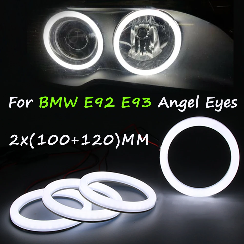 

2x(100+120)MM White Cotton LED Angel eyes kit halo ring DRL Turn signal light for BMW 3 Series E92 E93 E90 M3 Coupe/cabriolet