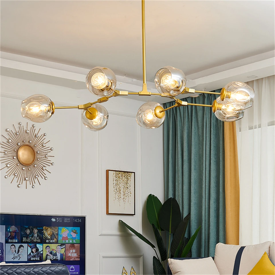 modern chandeliers Modern LED Glass Ball Chandelier LOFT Metal Lustre Ceiling Chandeliers Nordic Hanging Lamp for Living Room Indoor Decor Lighting rustic chandeliers