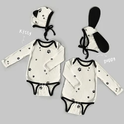 Vêtements de printemps pour bébé, sac pour nourrisson, combinaison Triangle une pièce, imprimé patte d'animal, barboteuse envoyer des chapeaux mignons de 3 à 24 mois, nouvelle collection 