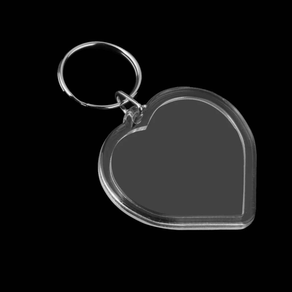 10Pcs Keychain Key Rings Blank Clear Transparent Acrylic Picture Frames Lockets 