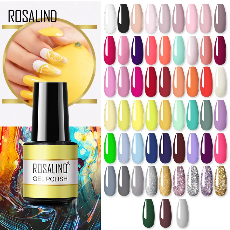 Rosalind gel polonês 7ml gel vernizes tudo para unhas manicure arte embeber fora base superior casaco semi permanente glitter gel unha polonês