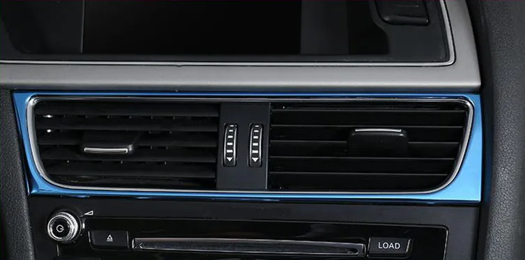 Автомобильный Стайлинг, центральная консоль, кондиционер, розетка, рамка, чехлы, наклейки, Накладка для Audi A4 B8 A5, нержавеющая сталь, авто аксессуары - Название цвета: Bright Blue