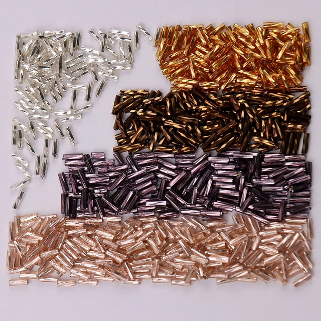 6mm Miyuki Bugle Seed Beads, Silver Lined Crystal - Golden Age Beads