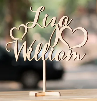 

Personalized Wooden Wedding Photo Props Custom bride and groom names Wedding Table Stand Sign Rustic Cake Topper Mariage Decor