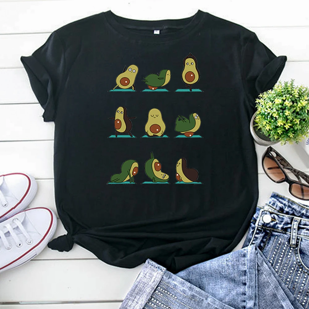 Avocado Fruit Cartoon Villain Funny Printing T-Shirts For Women Harajuku Gothic Clothing High Quality Punk Style Woman T Shirts