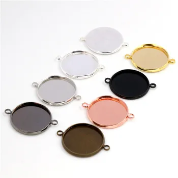 

10pcs/lot 20mm Inner Size 7 Colors Plated Classic Style Brass Metal Cabochon Base Setting Charms Pendant