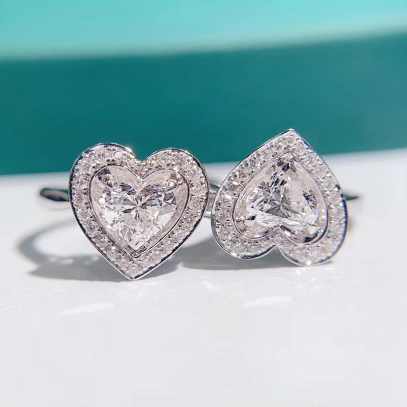 0.5ct 5 мм обручальное кольцо в форме сердца с натуральным настоящим бриллиантом для помолвки и свадьбы цельное настоящее кольцо из белого золота 18 К для женщин
