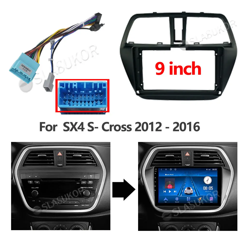 For Suzuki SX4 S- Cross 2012 - 2016 Car Fascia Wires Board Control CANBUS Stereo Panel Dash Installation DVD Frame 9 Inch 2din