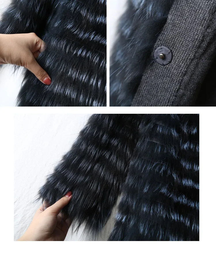 Rf1947 Высокая уличная Роскошная Шуба с лисьим мехом, женское Полосатое пальто с длинным рукавом, пальто из натурального меха лисы, куртка