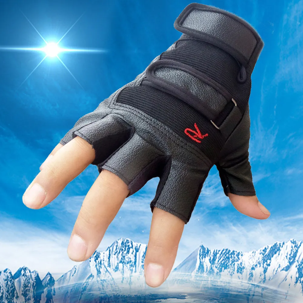 Men Gym Motorcycle Accessories Training Sport Fitness Sports Half Finger Leather Gloves Super Abrasion Palm Material Good YH