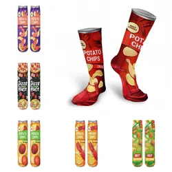 Fashion Potato Chips Patterned Cotton Socks For Women Funny High Ankle 3d Printing Women Socks Creative Snack Ideas Winter Socks