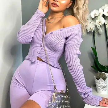 

Women Autumn Loungewear Knitted Sweater 2020 Fashion Ladies Buttoned Cardigan Sweater Knittwear Wholesale