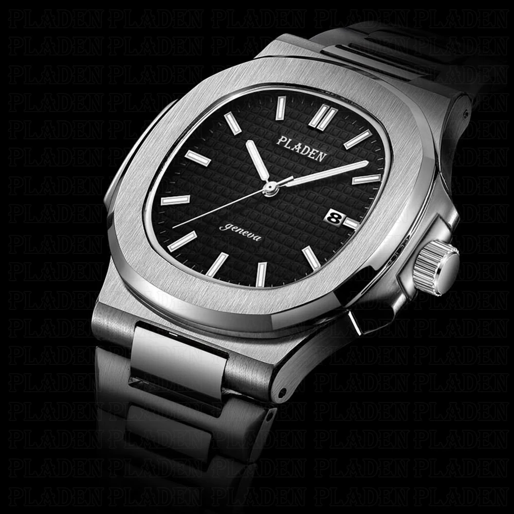 PLADEN модные Geneva Мужские кварцевые часы 44 мм чехол portole мужские модные черные часы аналоговые Мужские кварцевые наручные часы # PL1018