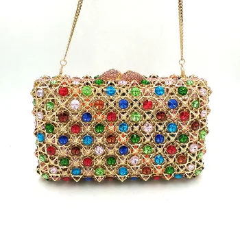 

Luxuries women evening party bag bridal wedding dots diamonds accessories elegant clutches bag colorful crystal bag purses