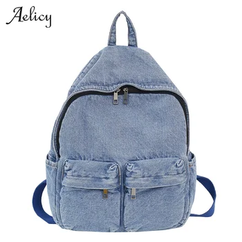 

Aelicy Hot Female Japanese Style Harajuku Backpack Vintage Retro Denim High Quality Multifunction Women Backpack Fashionable