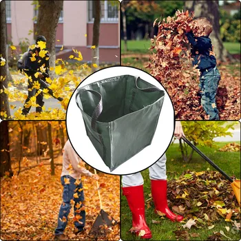 

Large heavy duty garden leaf bags Reusable folding Container with Handle environmental
