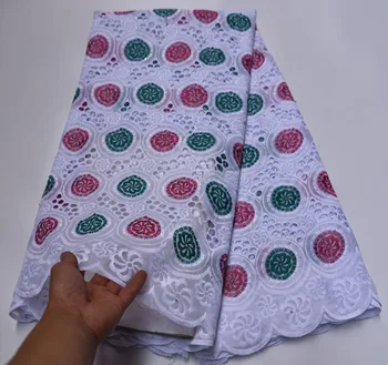 

White Swiss Voile Lace Fabrics Latest African Cotton Lace Fabric With Stones Nigerian Lace Fabric For Wedding Dress FP-854