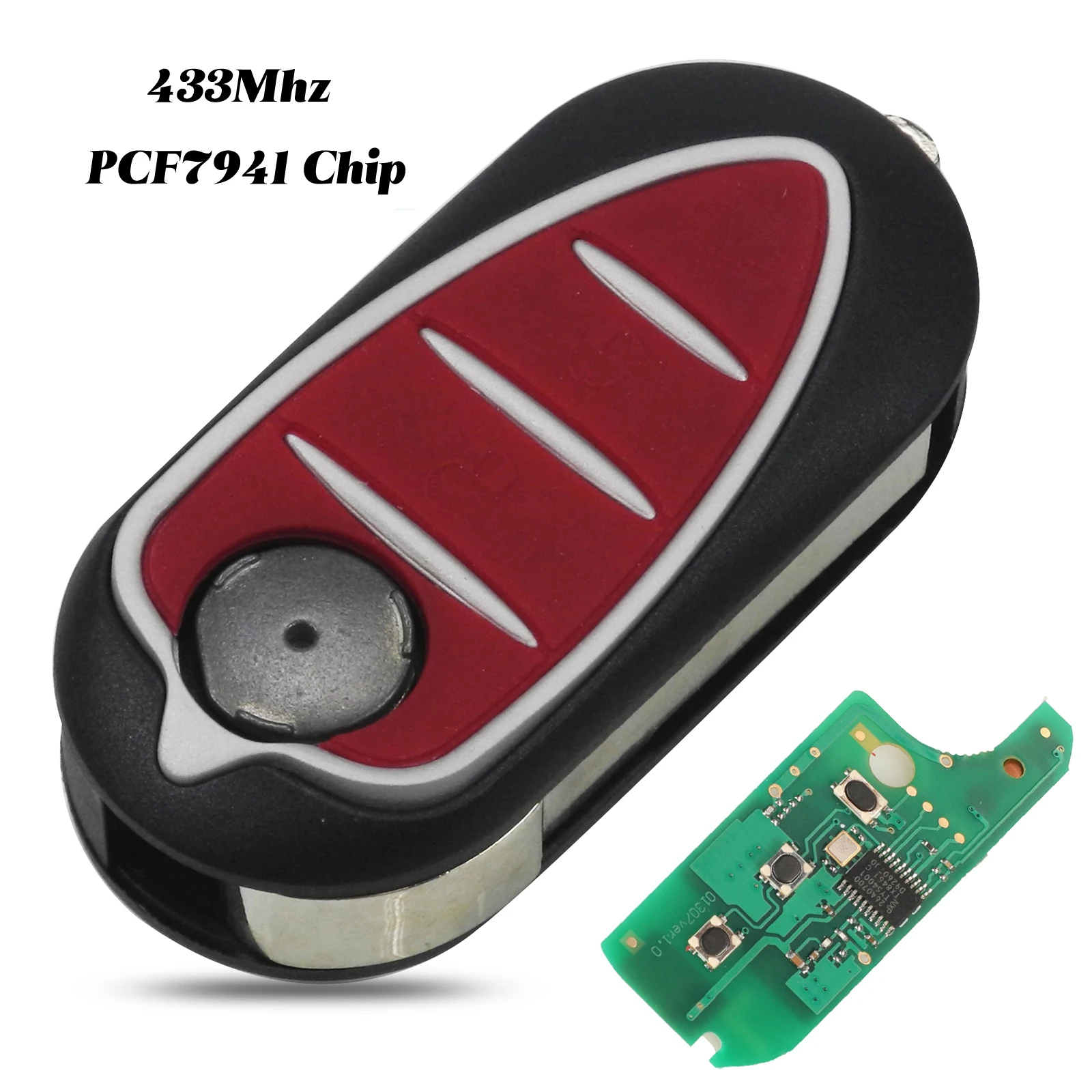 

Jingyuqin 3 кнопки 433 МГц Складной флип-пульт дистанционного управления брелок управления для Alfa Romeo Mito Giulietta PCF7946 чип необработанное лезвие