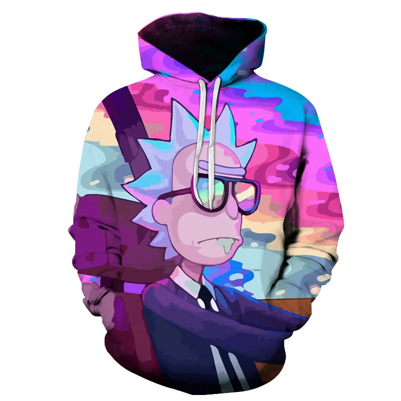 Новые толстовки с капюшоном 3D принтом аниме Рик Эн Морти met Hoed Mannen худи Sudaderas Para