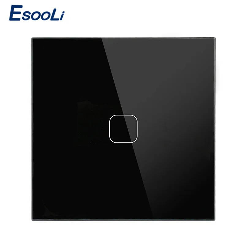 Esooli EU Stanard Touch Switch Crystal Glass Panel 1 Gang 1 Way Touch Switch, EU Light Wall Touch Screen Switch,AC 170-250V