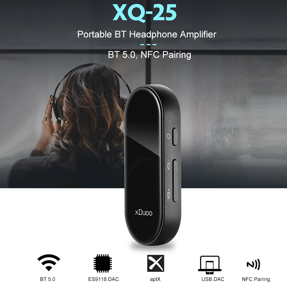 XDUOO XQ-25 Bluetooth 5,0 AptX усилитель для наушников ES9118 DAC NFC сопряжение HiFi усилитель для наушников портативный микрофон для шумоподавления