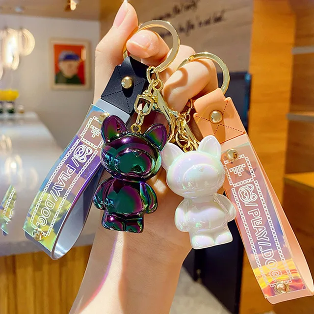 2021 Woman Cute Animal Dog Keychain Fashion Key Chain Ring For Man/Kids  Creative Car Bag Phone Pendant Gift