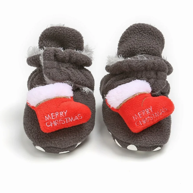 Рождественские ботиночки для маленьких мальчиков и девочек, милые зимние теплые ботинки для новорожденных, модные Нескользящие мягкие ботинки для малышей 0-18 месяцев, Cn