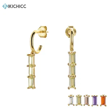 

Kikichicc 100% 925 Sterling Silver Green Crystal Drop Earring Zircon CZ Circle Clips Loops Round Ohrringe Pendiente Jewelry