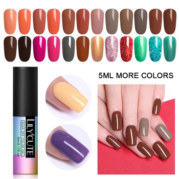 

LILYCUTE Nail Gel Polish 5ml Soak Off UV LED Gel Varnish Long Lasting Black White Grey Base Color Long Lasting Nail Gel Varnish