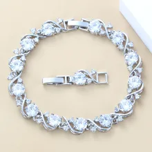 Свадебный браслет из серебра 925 пробы с натуральным белым камнем CZ для женщин длина свадебного костюма 20,5 см