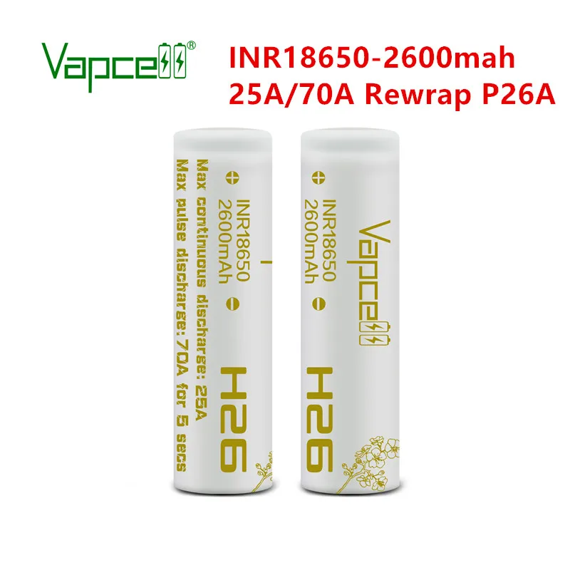 Бесплатная доставка Vapcell 18650 2600mAh 25A H26 Rewrap molicel p26a beats VTC5A equal VTC6A/20S 3 7 v литий ионные
