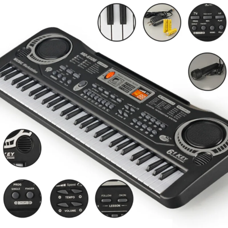 US Fashion Multi-function 61-key Music Electronic Piano Kids Early Education Toy