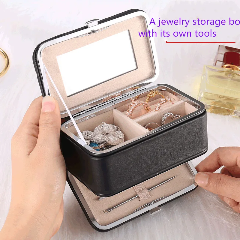 

Travel jewelry packing box cosmetic makeup organizer Jewelry box earrings display rings organizecarrying case
