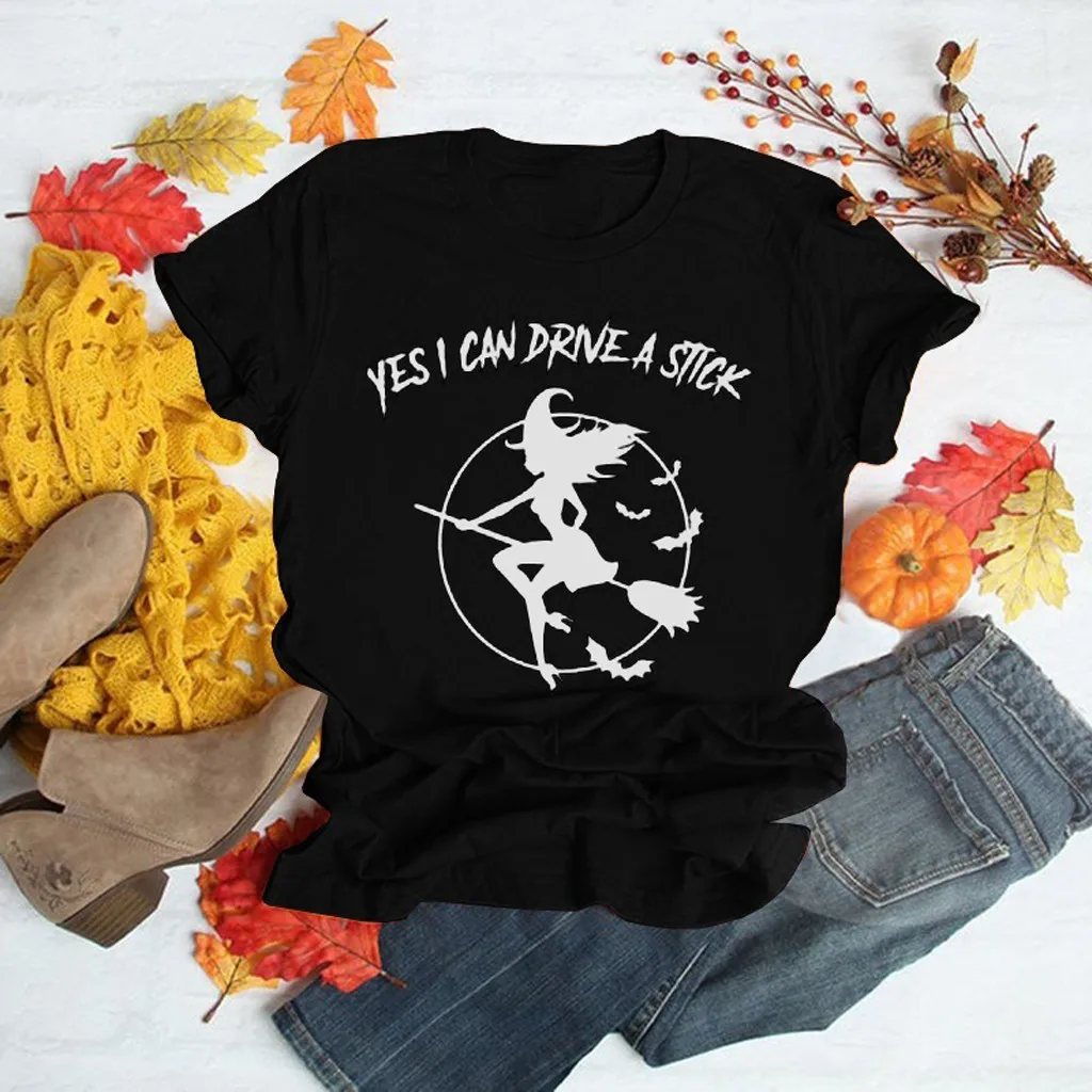 Летние женские футболки модные Фея метла с принтом оригинального размера плюс