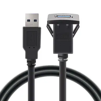 

HiMISS 1M Socket Cable USB 3.0 Auto Car Flush Mount Male to Female Extension Cord Dashboard Panel Square Audio Line