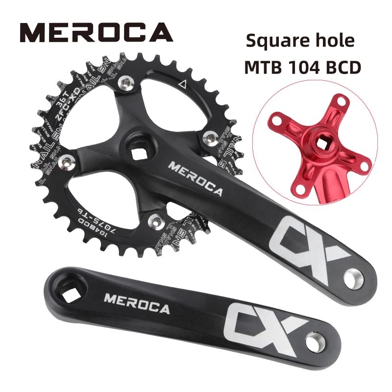 MEROCA bicycle Crank Square Hole Sprocket 170mm 104BCD 32/34/36/38/40/42T MTB Crankset | Спорт и развлечения