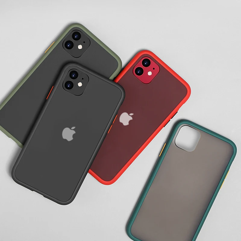Прозрачный матовый Жесткий Чехол контрастных цветов для iphone 11 Pro Max XS XR 8 7 Plus чехол