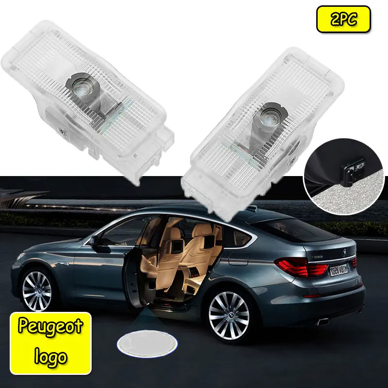 

KAHANE 2x Led Car Door Light Car Door Laser Projector Ghost Light FOR Peugeot 407 206 307 408 507 508 607 welcome light