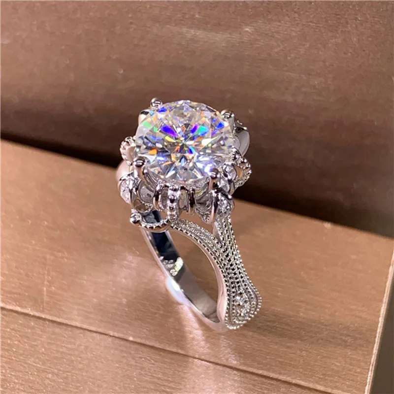 18K Золотое кольцо 1ct D Цвет VVS Moissanite кольцо с бриллиантами обручальное кольцо с национальным сертификатом 0011