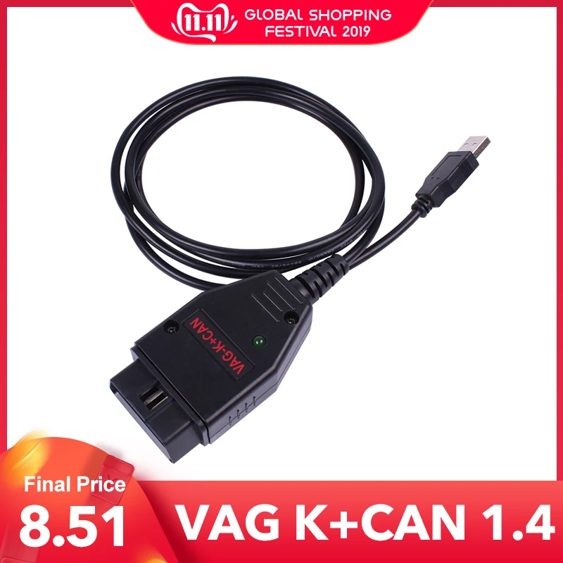 OBD2 автомобильный диагностический кабель для VAG K + CAN Commander 1,4 с FTDI FT232RL PIC18F258 OBDII сканер для V-W/Audi/Skoda VAG Commander