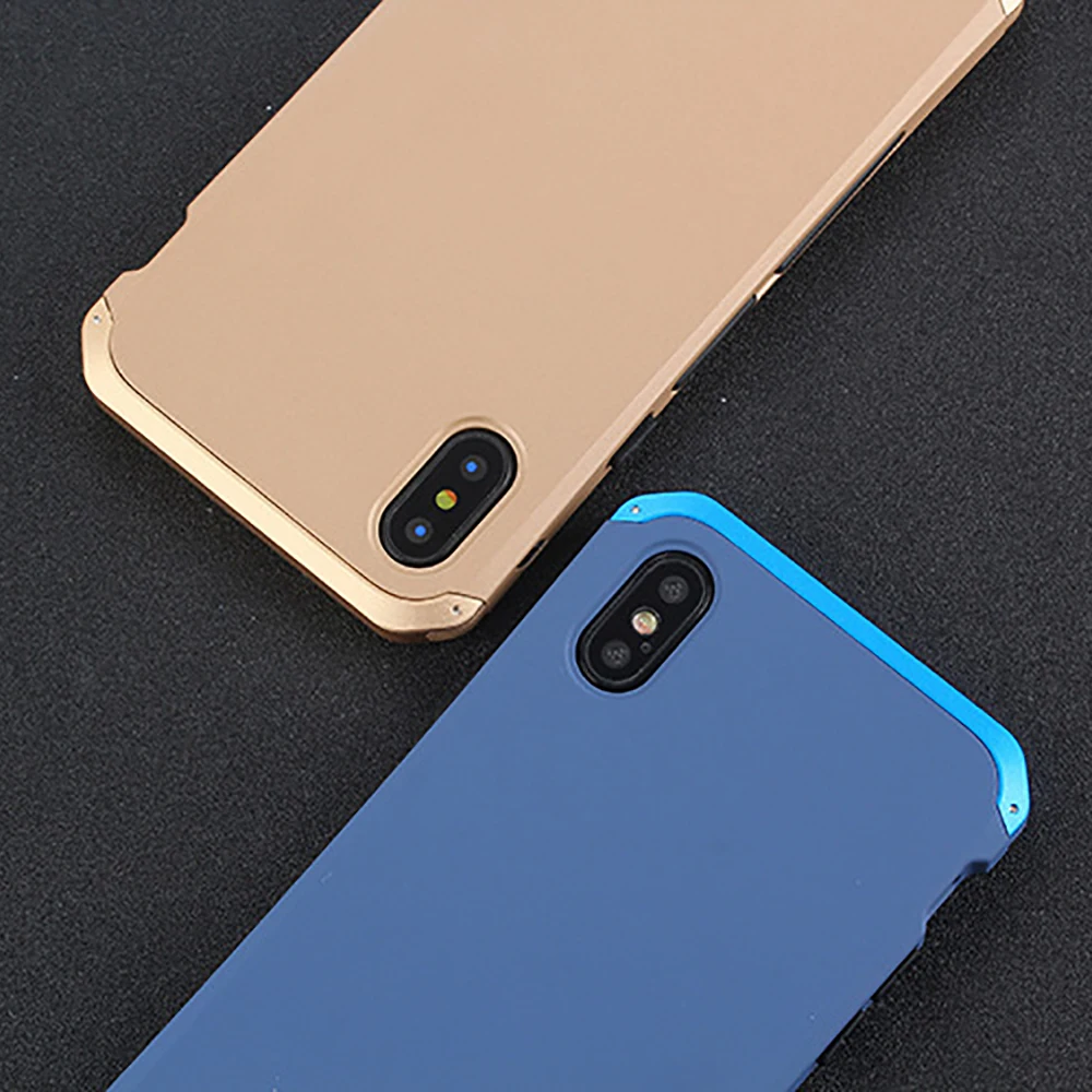 Textured Anti-fall Metal Frame Plastic Back Plate For iPhone X Aluminum Alloy Mobile For iPhoneX Bumper Case Cover With Gift