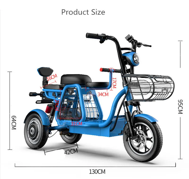 Daibot Adult Electric Tricycle Three Wheels Electric Scooters 500W 48V 120KM Powerful Electric Scooter With Removable Battery (57)