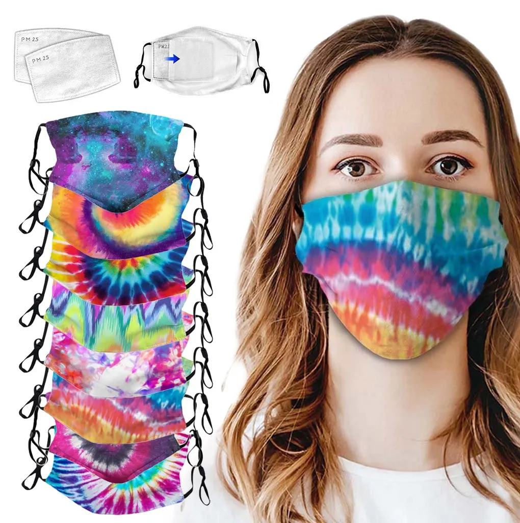 

Dustproof Mask Women Rainbow Tie-Dye Gradient Reusable Windproof Foggy Haze Protective Mask Bandage mascarilla Máscara Facial