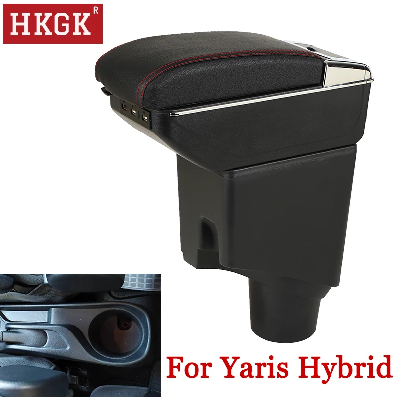 Подлокотник для Toyota Yaris Hybrid Sol 14-19 двухслойный поворотный центральный контейнер