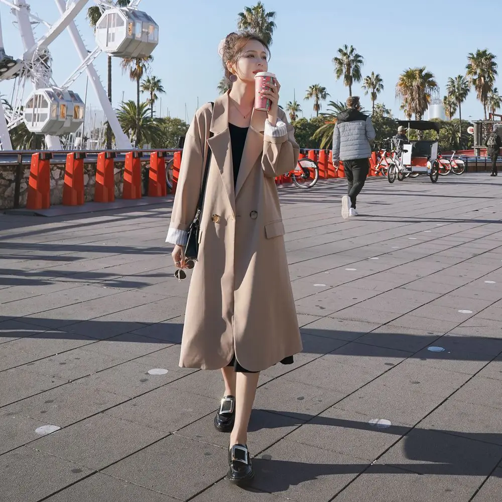 

Photo Shoot Loose-Fit Trench Coat 2020 Spring New Style Fashionable WOMEN'S Dress Retro Smart Young-Style Long Suit Jacket